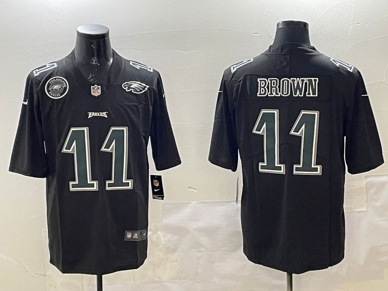 Men Philadelphia Eagles #11 Brown Black 2025 Nike Vapor Limited NFL Jersey style 35